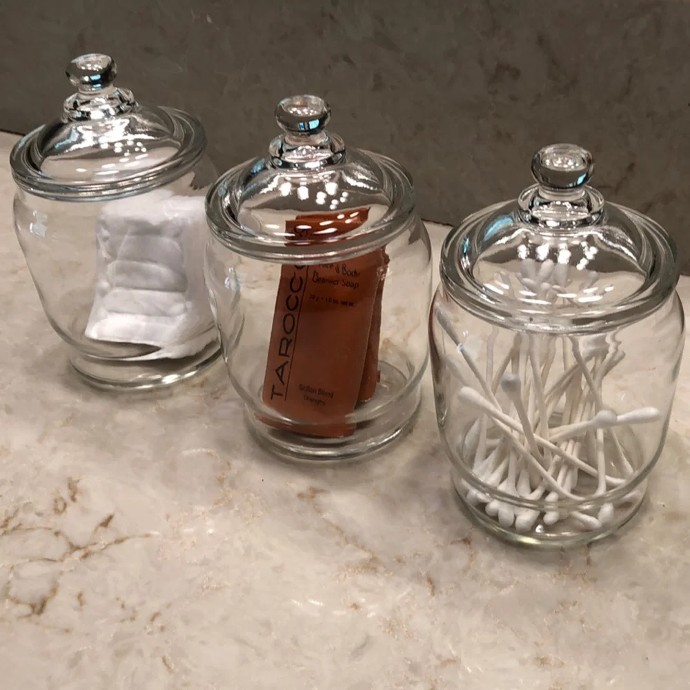 FEDERAL GLASS CO. Jars w/ Domed Lids Apothecary/ Vanity/ Jelly- Set of 3 Vintage